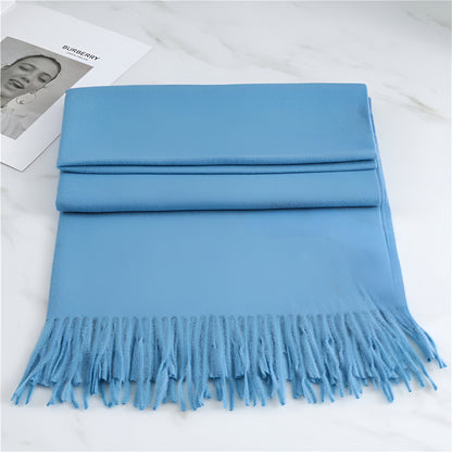 Women's Winter Scarf Solid Color with Fringes