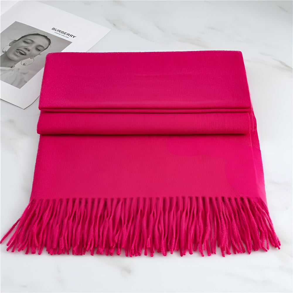 Women's Winter Scarf Solid Color with Fringes