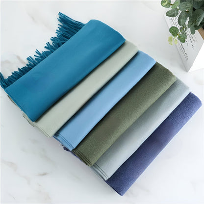 Women's Winter Scarf Solid Color with Fringes