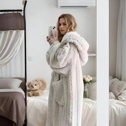 Women's Bathrobe Hood Long Winter