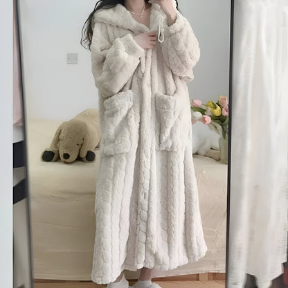 Women's Bathrobe Hood Long Winter