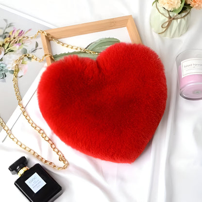 Plush Decorative Heart Shoulder Bag