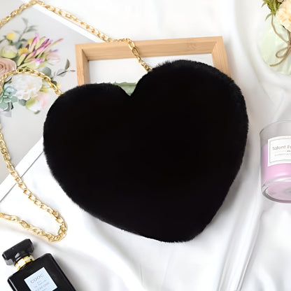 Plush Decorative Heart Shoulder Bag