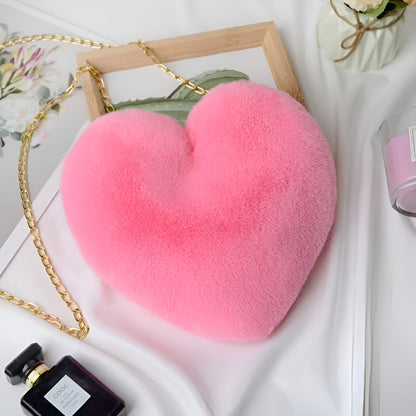 Plush Decorative Heart Shoulder Bag