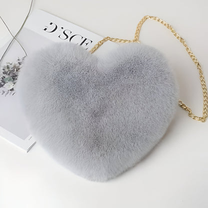 Plush Decorative Heart Shoulder Bag