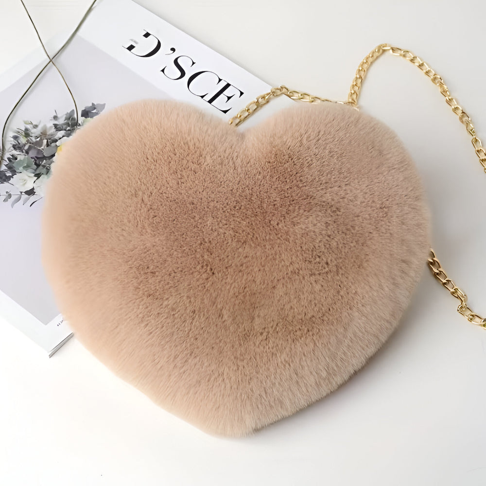Plush Decorative Heart Shoulder Bag