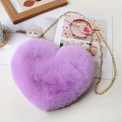 Plush Decorative Heart Shoulder Bag