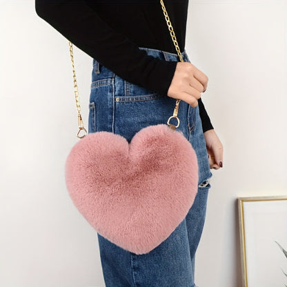 Plush Decorative Heart Shoulder Bag
