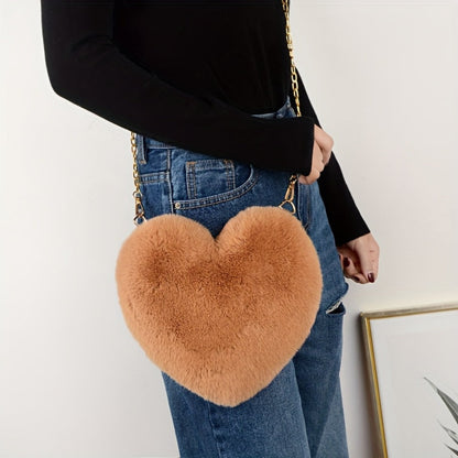 Plush Decorative Heart Shoulder Bag