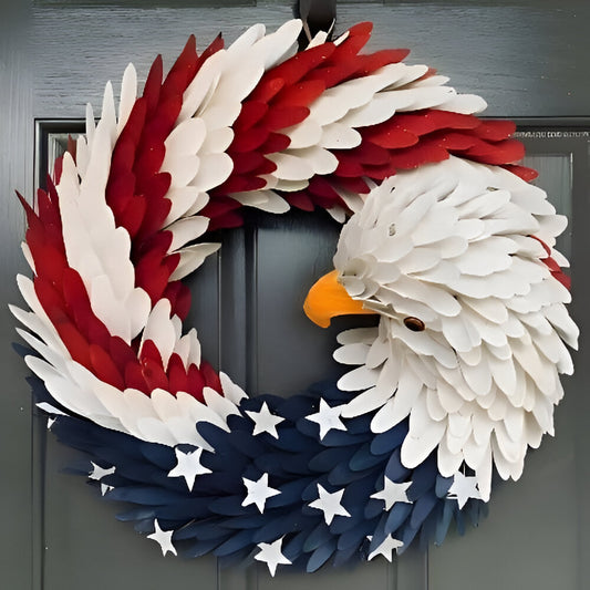 Decorative Wreath Patriotic Wooden Hanging Eagle