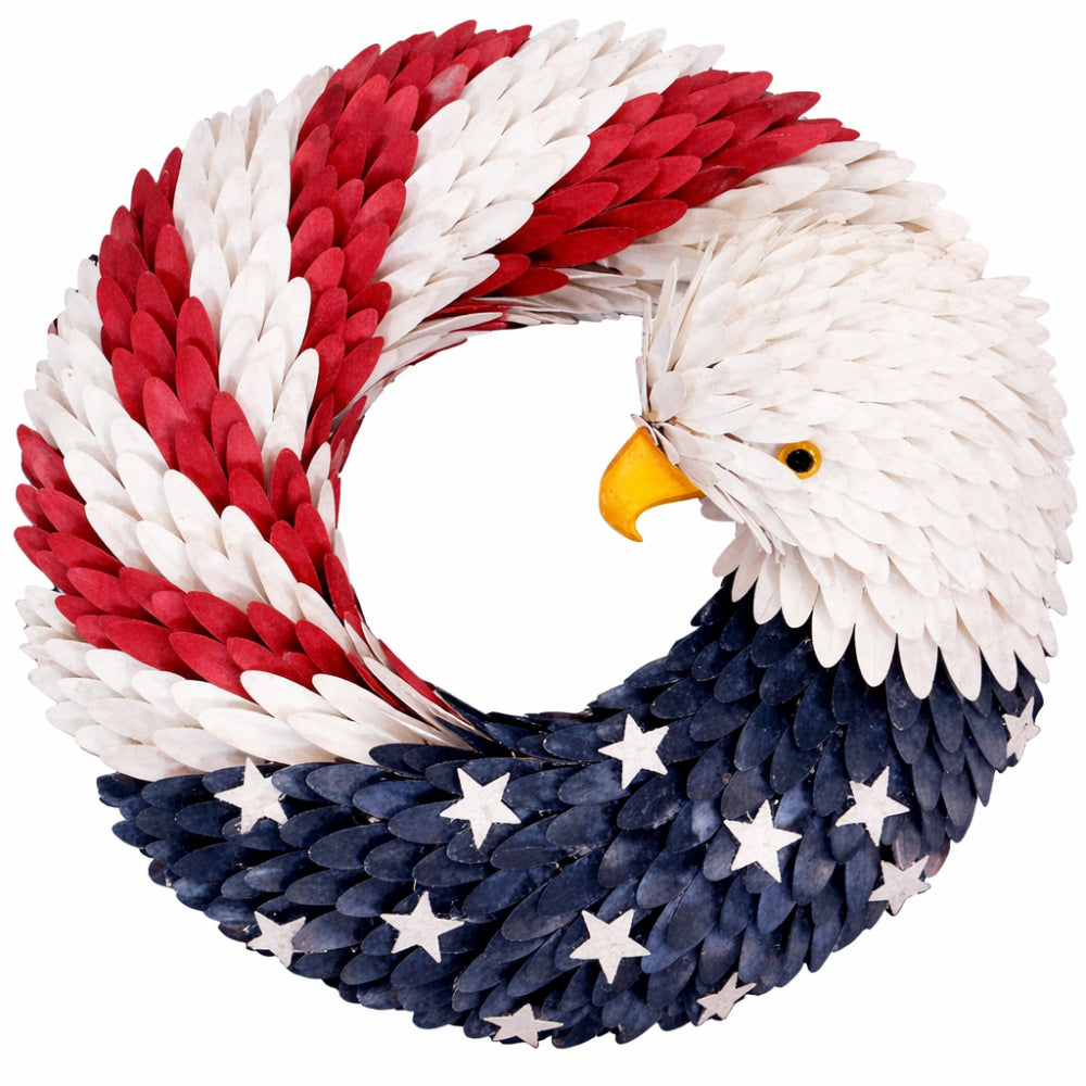 Decorative Wreath Patriotic Wooden Hanging Eagle