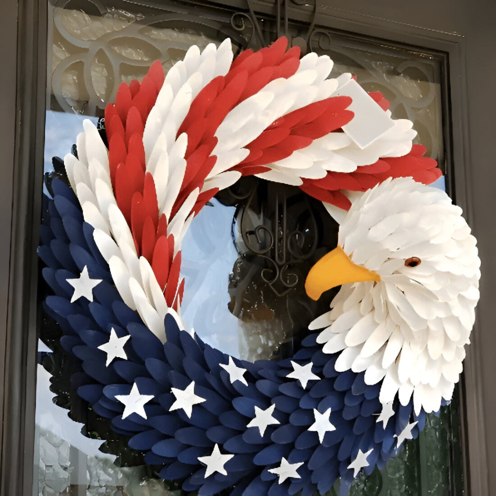 Decorative Wreath Patriotic Wooden Hanging Eagle