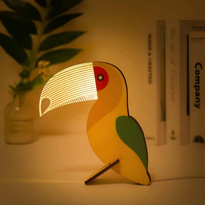 Wooden-Acrylic LED Table Lamp | Decorative Animal Theme