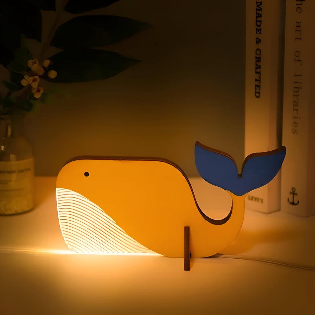 Wooden-Acrylic LED Table Lamp | Decorative Animal Theme