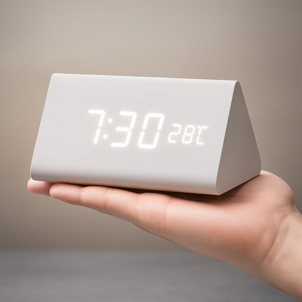 Wooden Digital LED Clock Modern Display Alarm