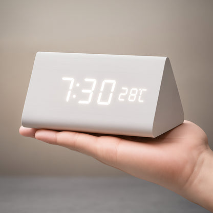 Wooden Digital LED Clock Modern Display Alarm