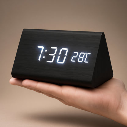 Wooden Digital LED Clock Modern Display Alarm