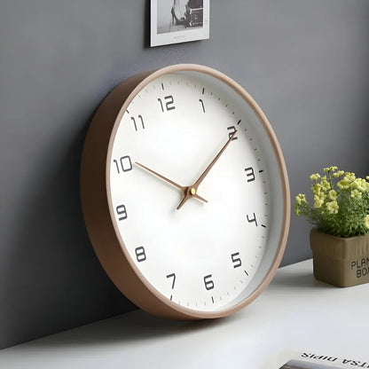 Silent Wooden Wall Clock Round Modern