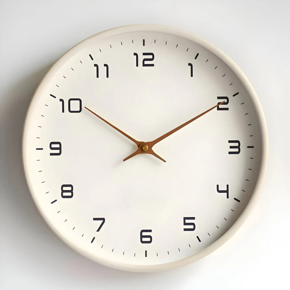Silent Wooden Wall Clock Round Modern
