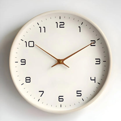 Silent Wooden Wall Clock Round Modern