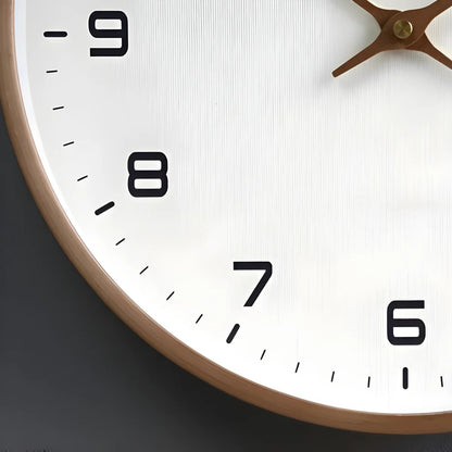 Silent Wooden Wall Clock Round Modern