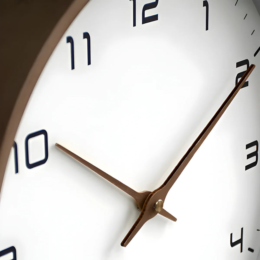Silent Wooden Wall Clock Round Modern