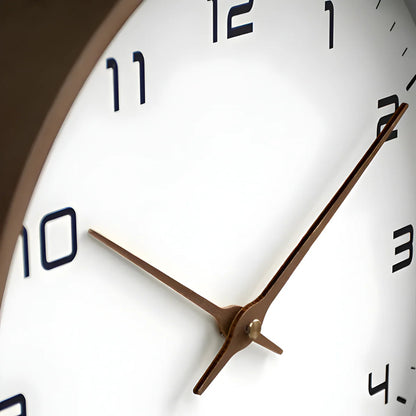 Silent Wooden Wall Clock Round Modern
