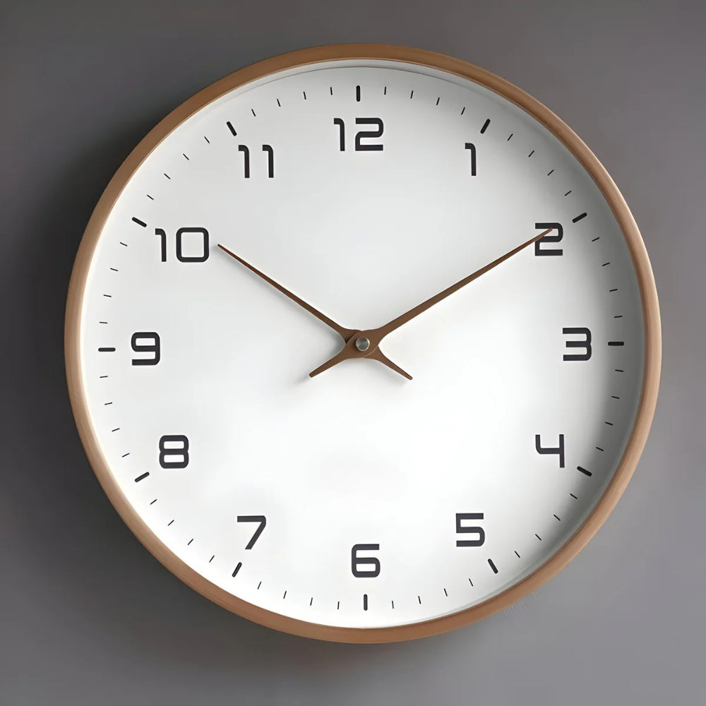 Silent Wooden Wall Clock Round Modern