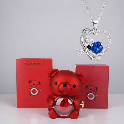 Romantic Bear Gift Set Heart Necklace