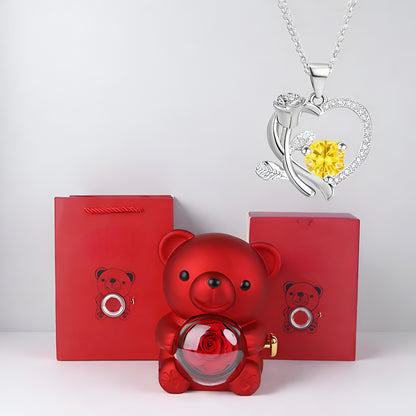 Romantic Bear Gift Set Heart Necklace