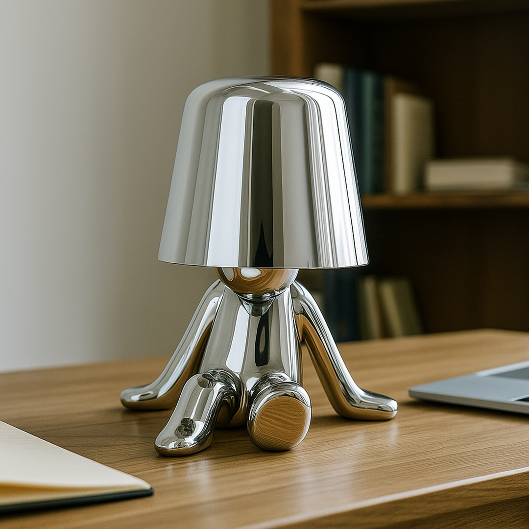 Złota Lampa Stołowa Z Figurką | Dekoracyjna