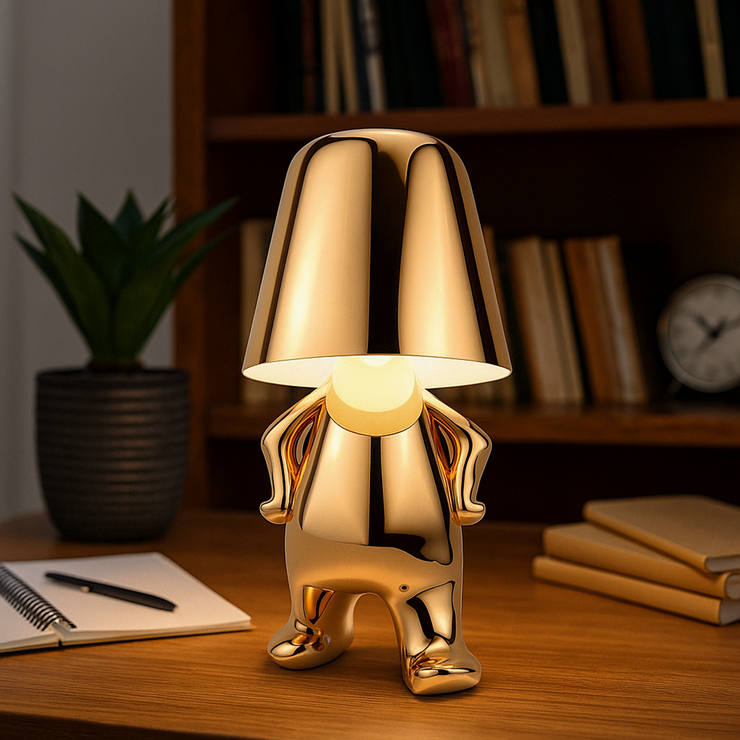 Złota Lampa Stołowa Z Figurką | Dekoracyjna