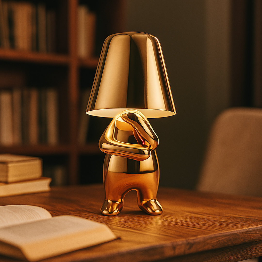 Złota Lampa Stołowa Z Figurką | Dekoracyjna