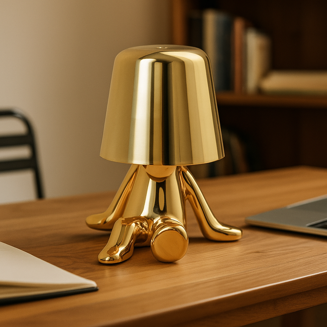 Złota Lampa Stołowa Z Figurką | Dekoracyjna