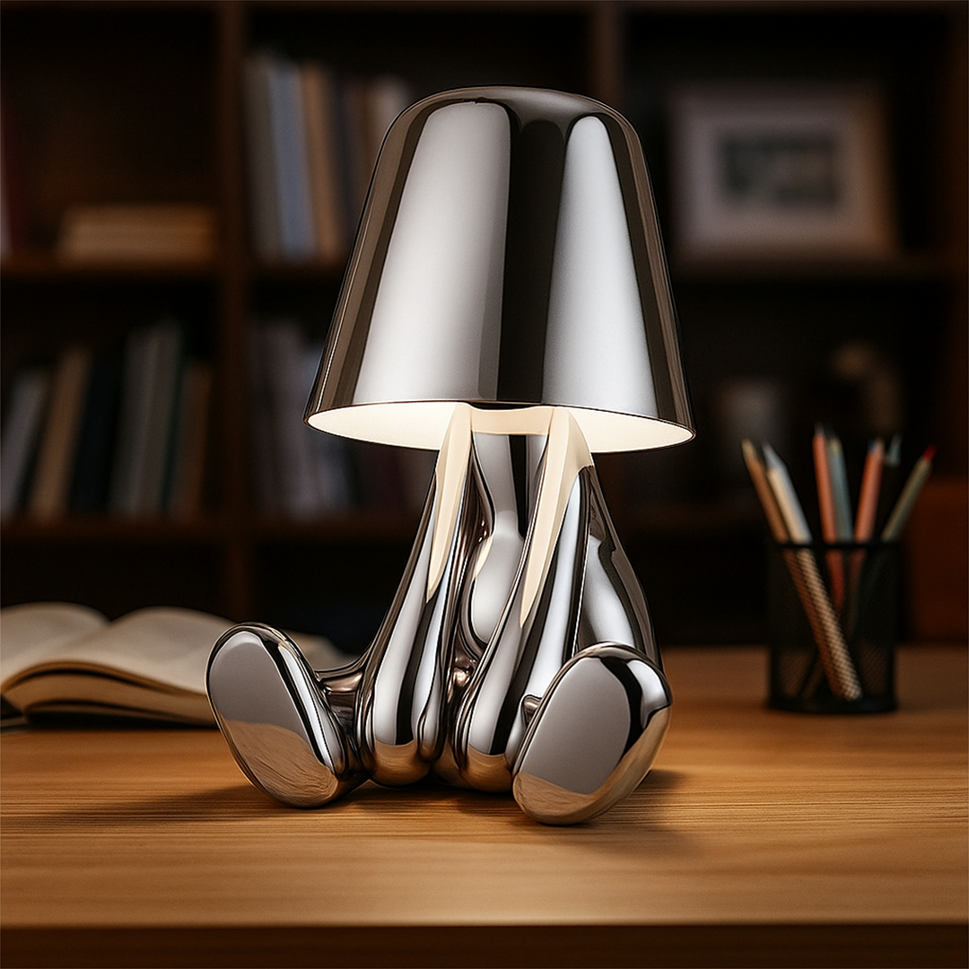 Złota Lampa Stołowa Z Figurką | Dekoracyjna