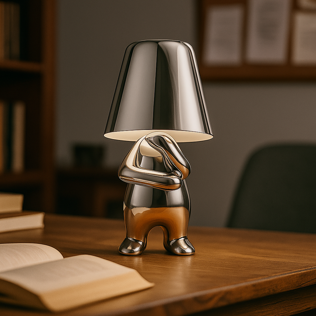 Złota Lampa Stołowa Z Figurką | Dekoracyjna