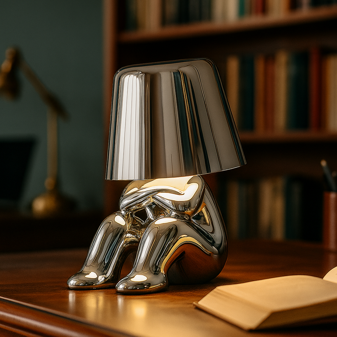 Złota Lampa Stołowa Z Figurką | Dekoracyjna