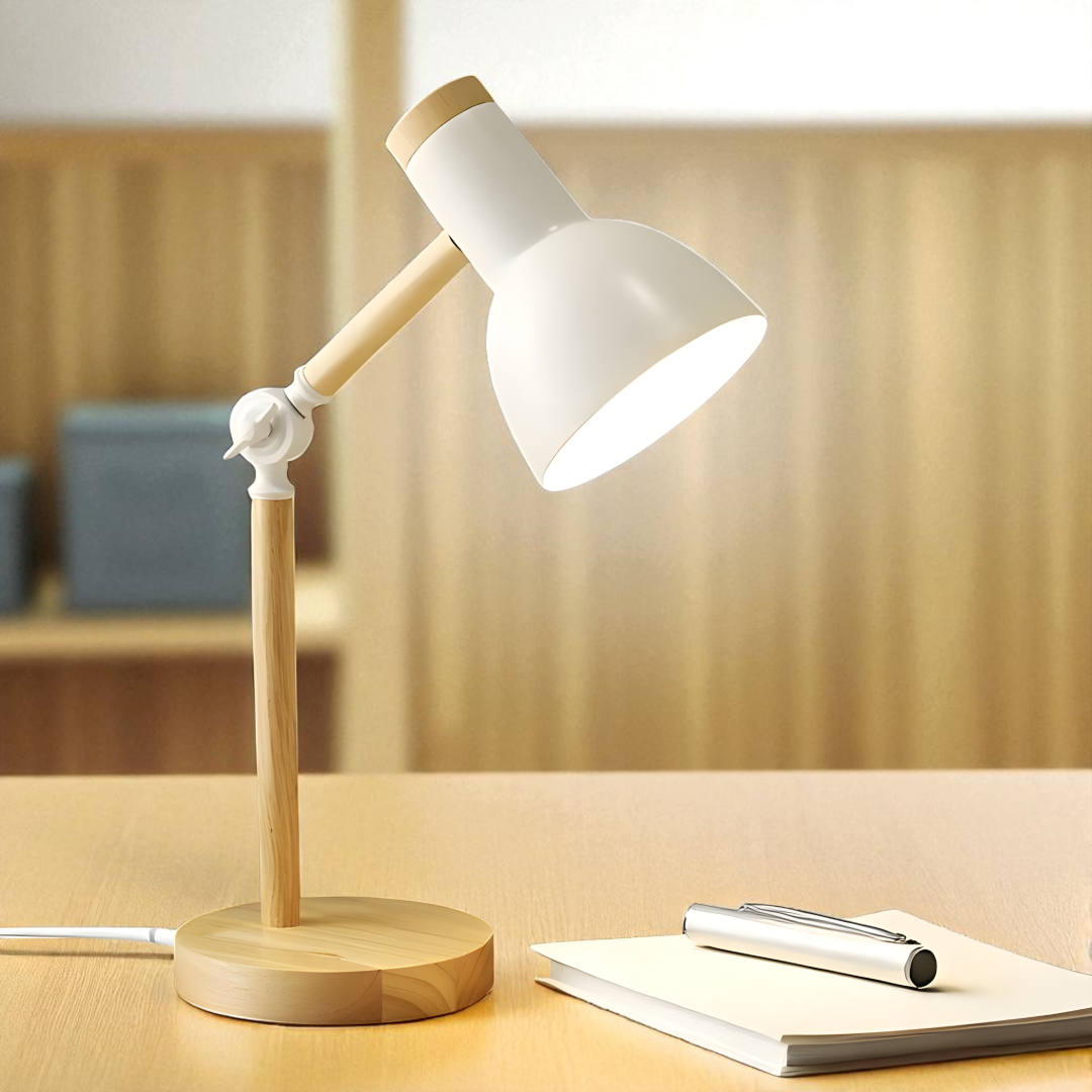 Nordycka Drewniana Lampa Stołowa | Skandynawska Estetyka