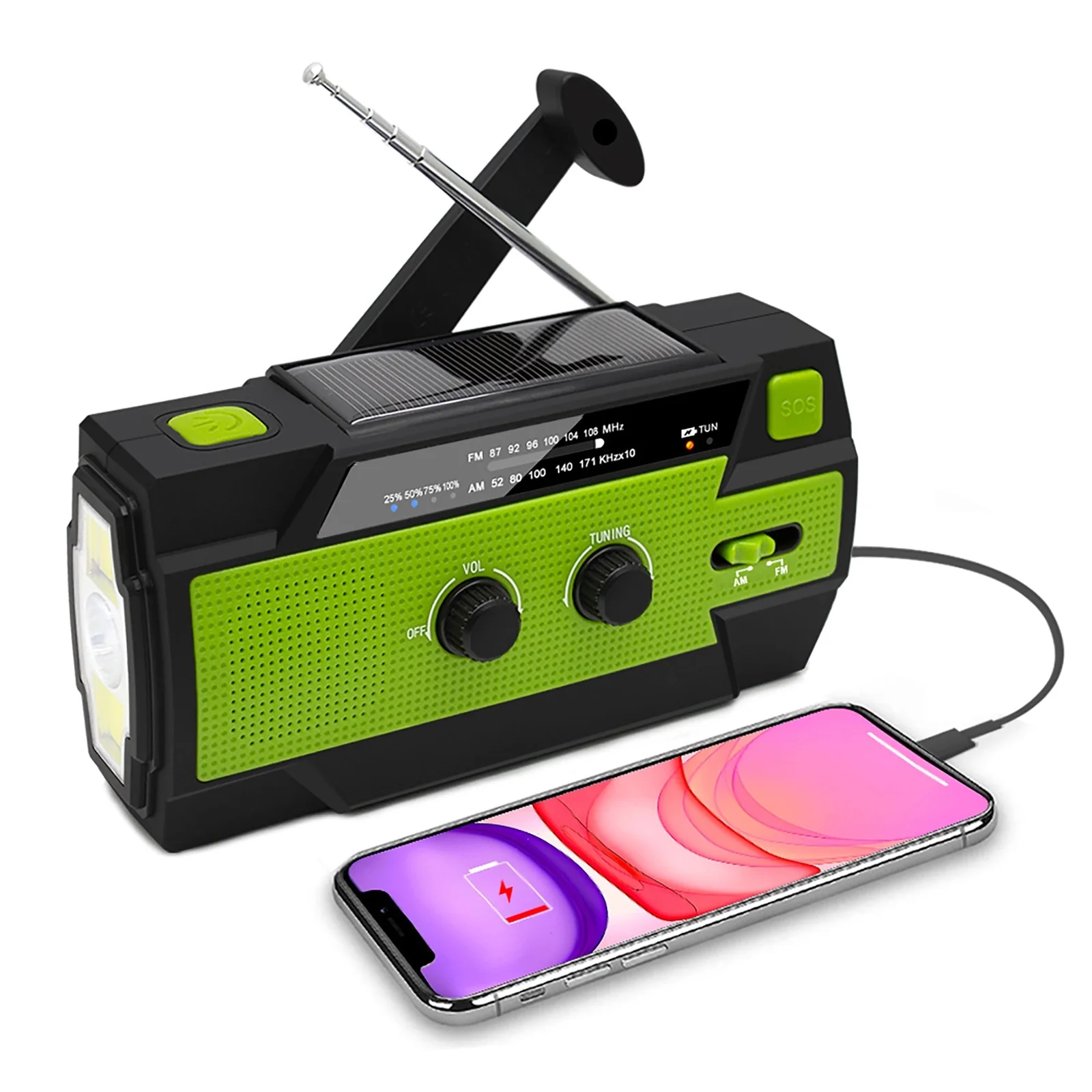 Emergency Solar Hand Crank Radio Power Bank and Flashlight - Image 1