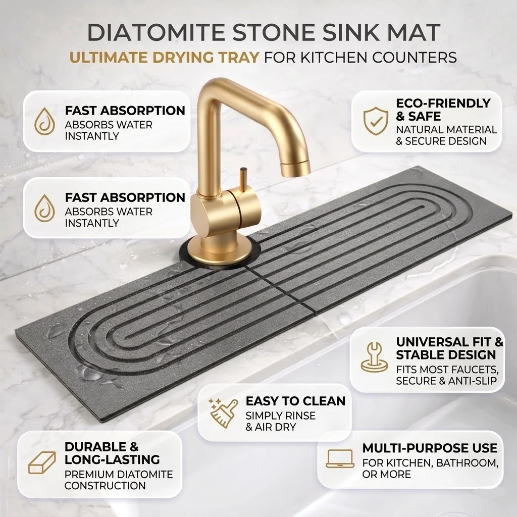 Kitchen Sink Mat Drying Mat Absorbent Design Easy Clean - Image 3