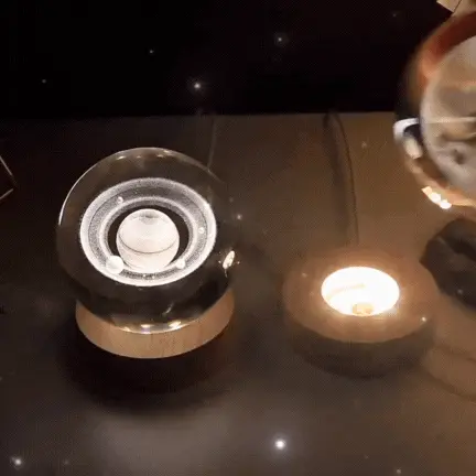 Luminous Crystal Ball Night Light Wooden Base - Image 30