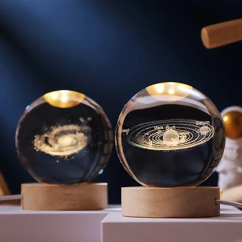 Luminous Crystal Ball Night Light Wooden Base - Image 31