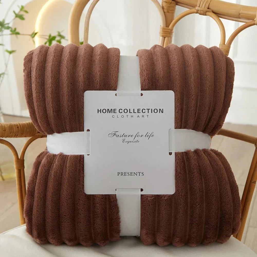 Soft Throw Blanket Cozy Striped Reversible Large Home - Image 3