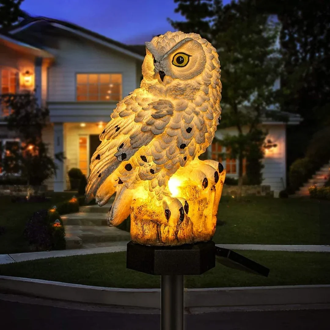 Solar Powered Garden Light Owl Design Outdoor Decor