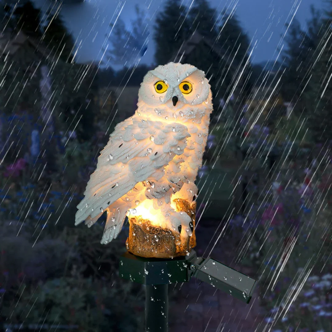Solar Powered Garden Light Owl Design Outdoor Decor - Image 2