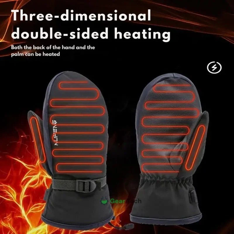 USB Heated Gloves Skiing Waterproof Design Double-Sided Heating - Image 2