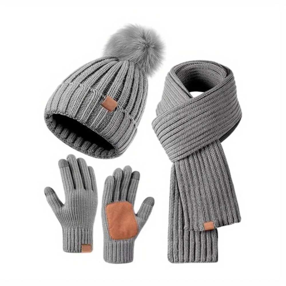 Winter Hat Winter Scarf Accessory Set Touchscreen Gloves - Image 2