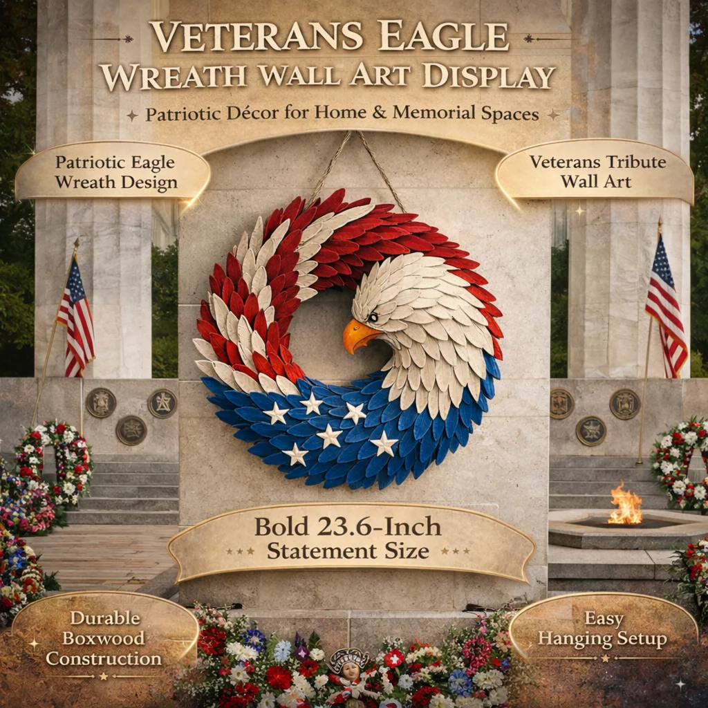 Wreath Front Door Patriotic Decor Eagle Design - Image 3